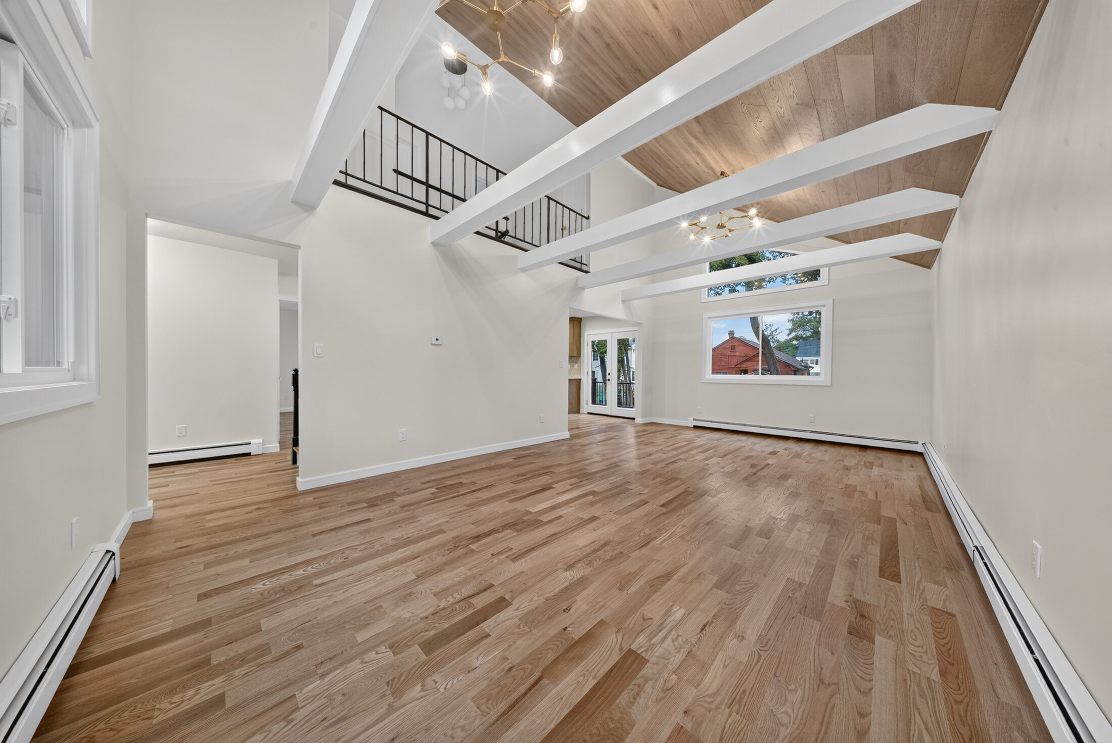 Wide view of the vaulted great room